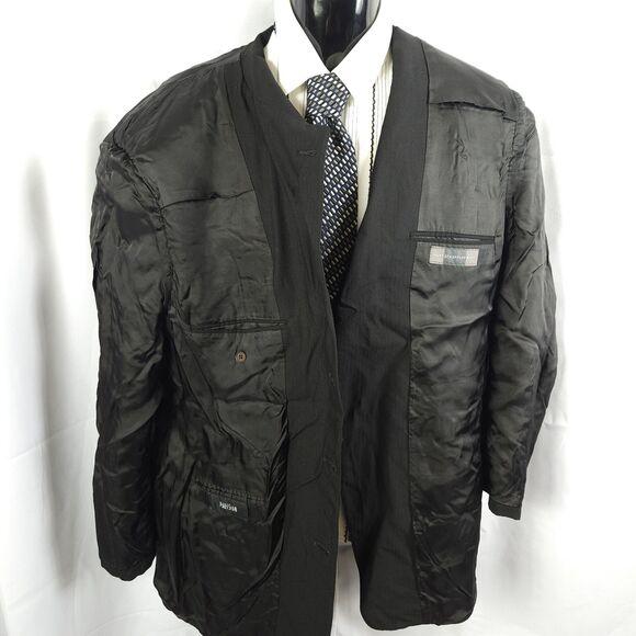 Hart Schaffner Marx Mens 46R Black Wool 3-Button Sports Coat Blazer - Picture 3 of 9